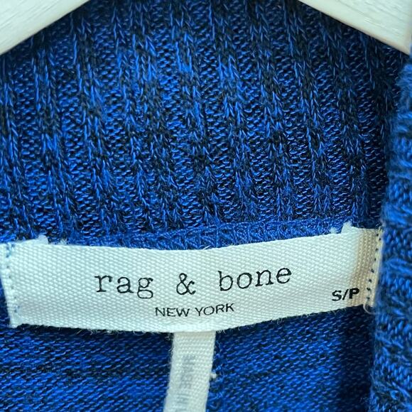 rag & bone Heathered Blue Black Size S Lightweight Knit Jane Mock Neck Sweater - Picture 4 of 9
